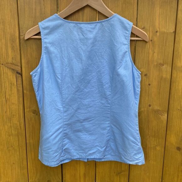 Linen/Cotton Blend Button Down Tank Top - Picture 3 of 11